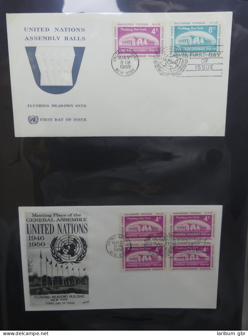 Vereinte Nationen New York FDCs ab 1951 besammelt im Ring Binder #LY662