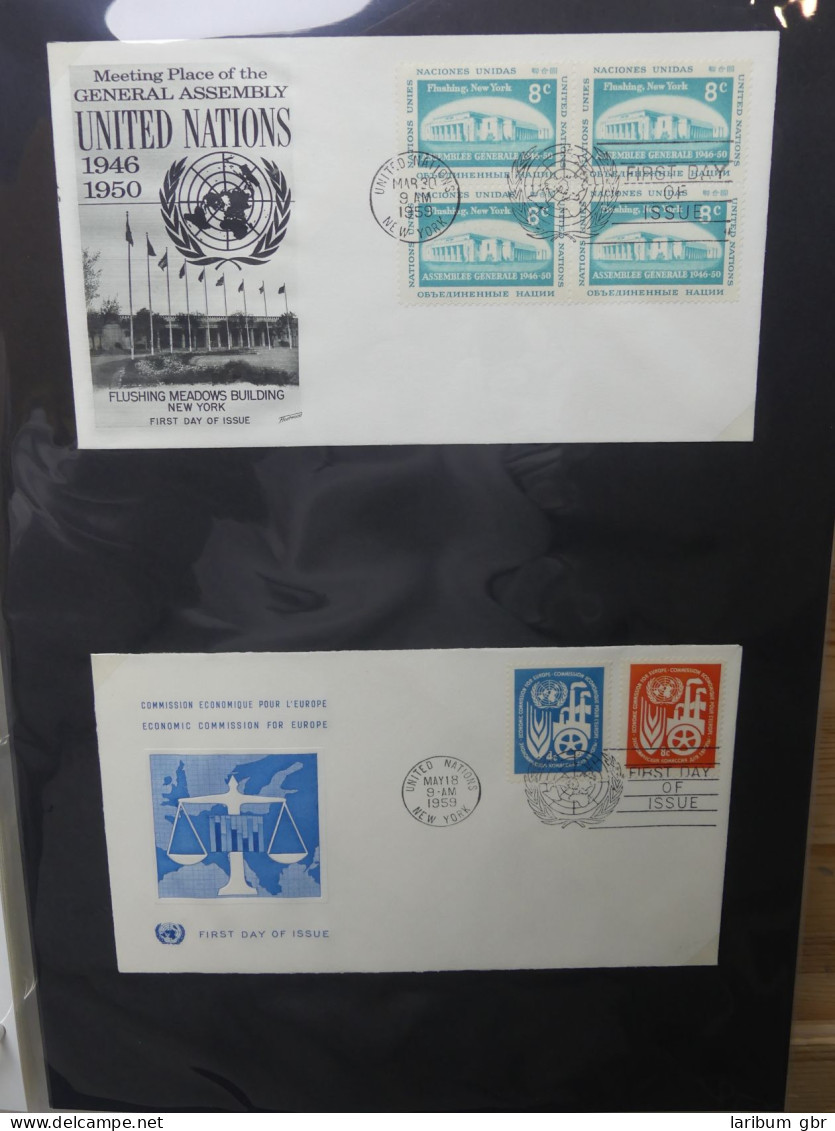 Vereinte Nationen New York FDCs ab 1951 besammelt im Ring Binder #LY662