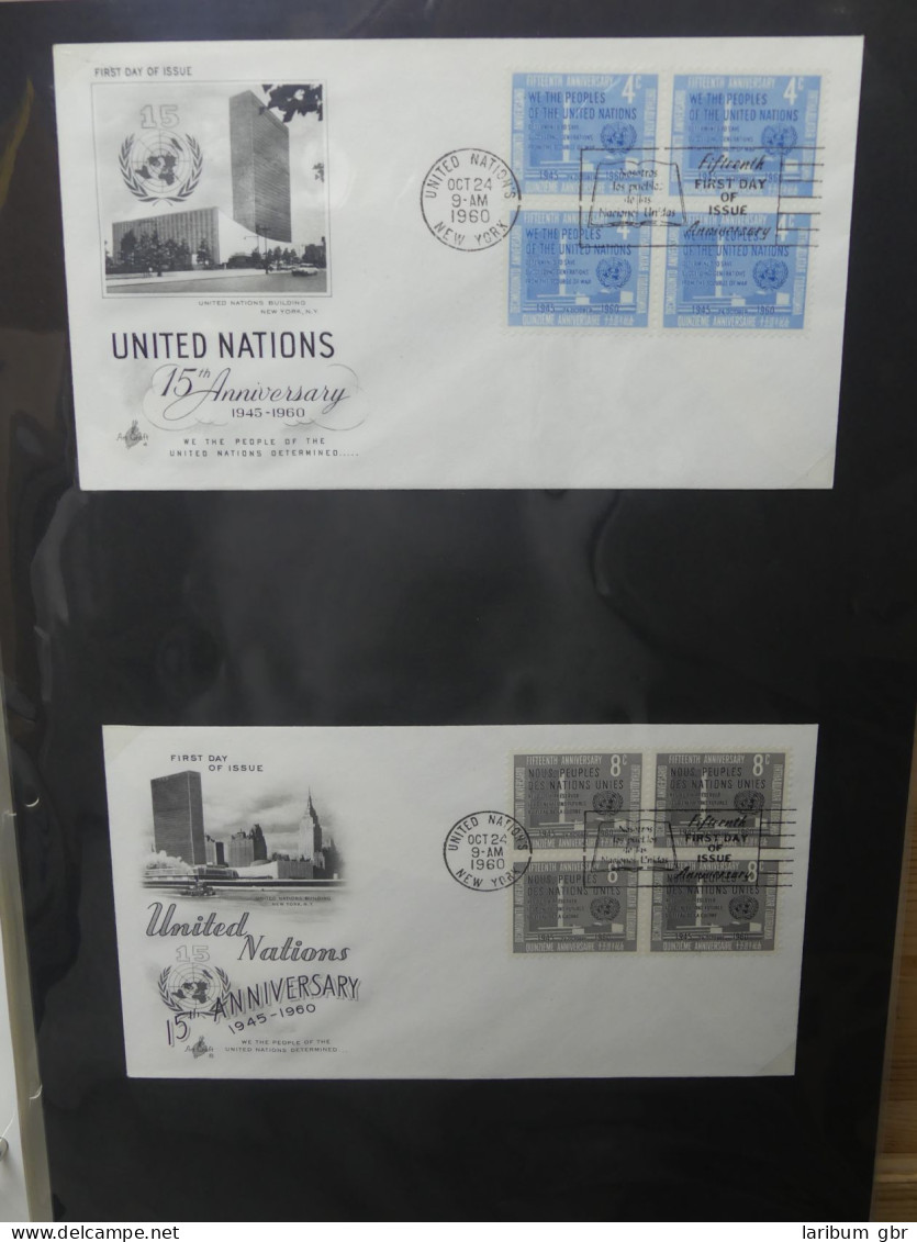 Vereinte Nationen New York FDCs ab 1951 besammelt im Ring Binder #LY662