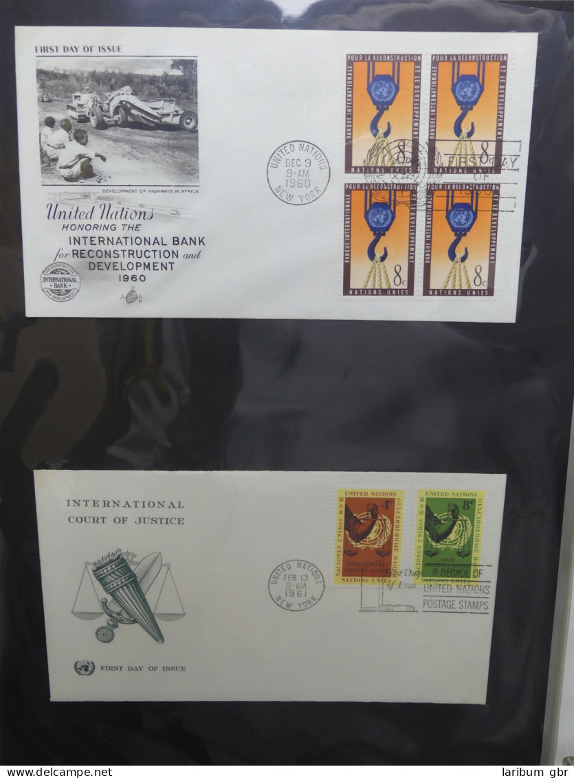 Vereinte Nationen New York FDCs ab 1951 besammelt im Ring Binder #LY662