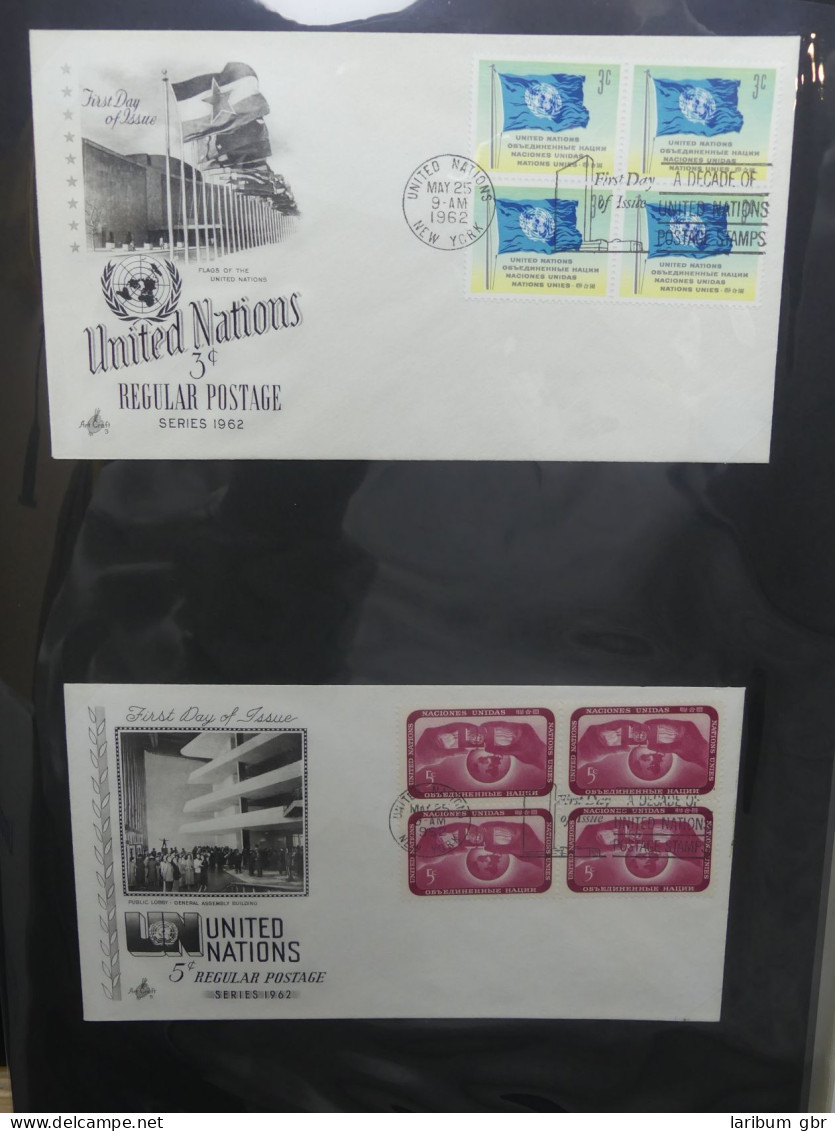 Vereinte Nationen New York FDCs ab 1951 besammelt im Ring Binder #LY662