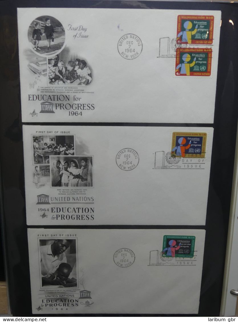 Vereinte Nationen New York FDCs ab 1951 besammelt im Ring Binder #LY662