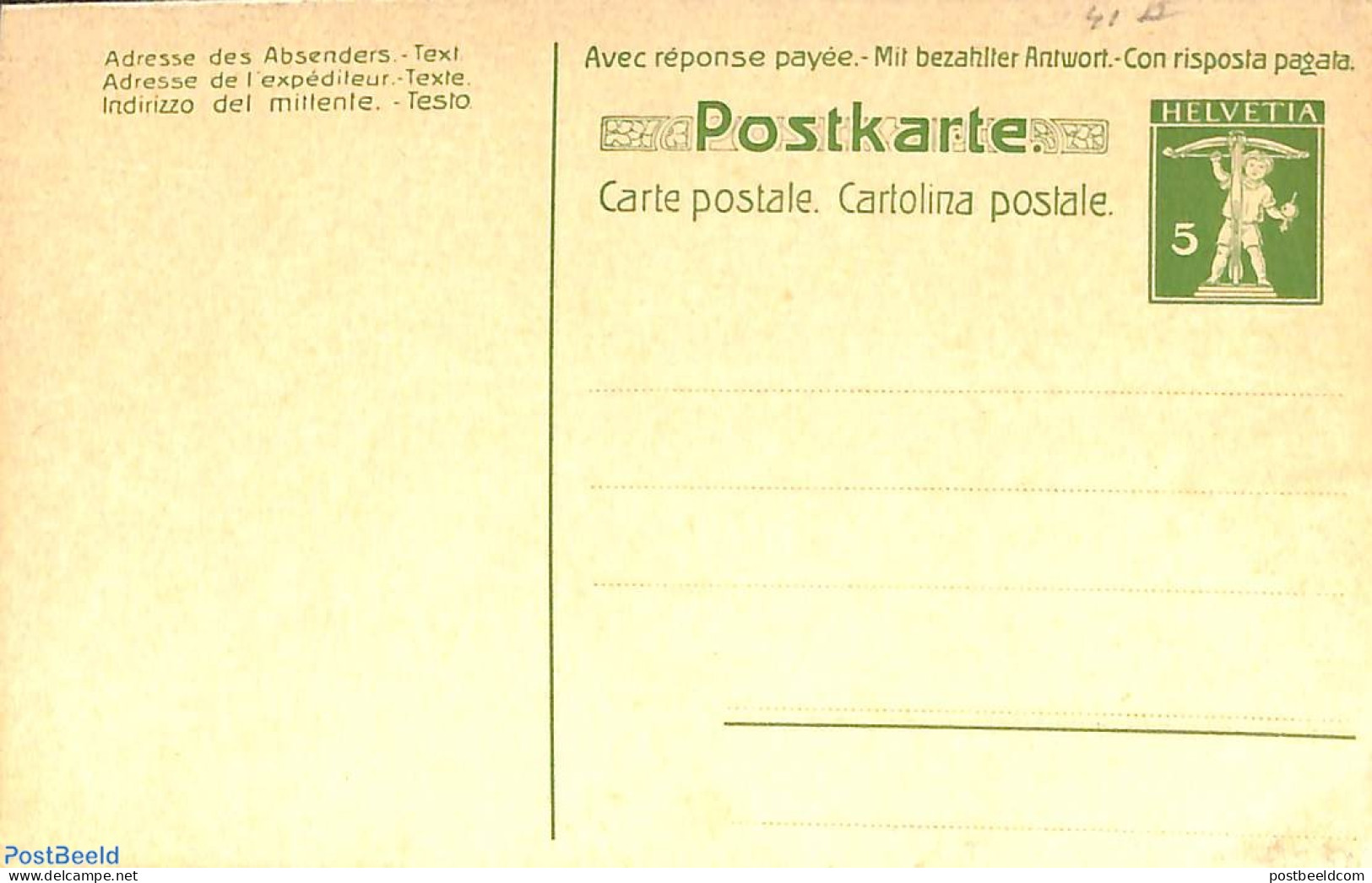 Switzerland 1910 Reply Paid Postcard 5/5c, Unused Postal Stationary - Brieven En Documenten