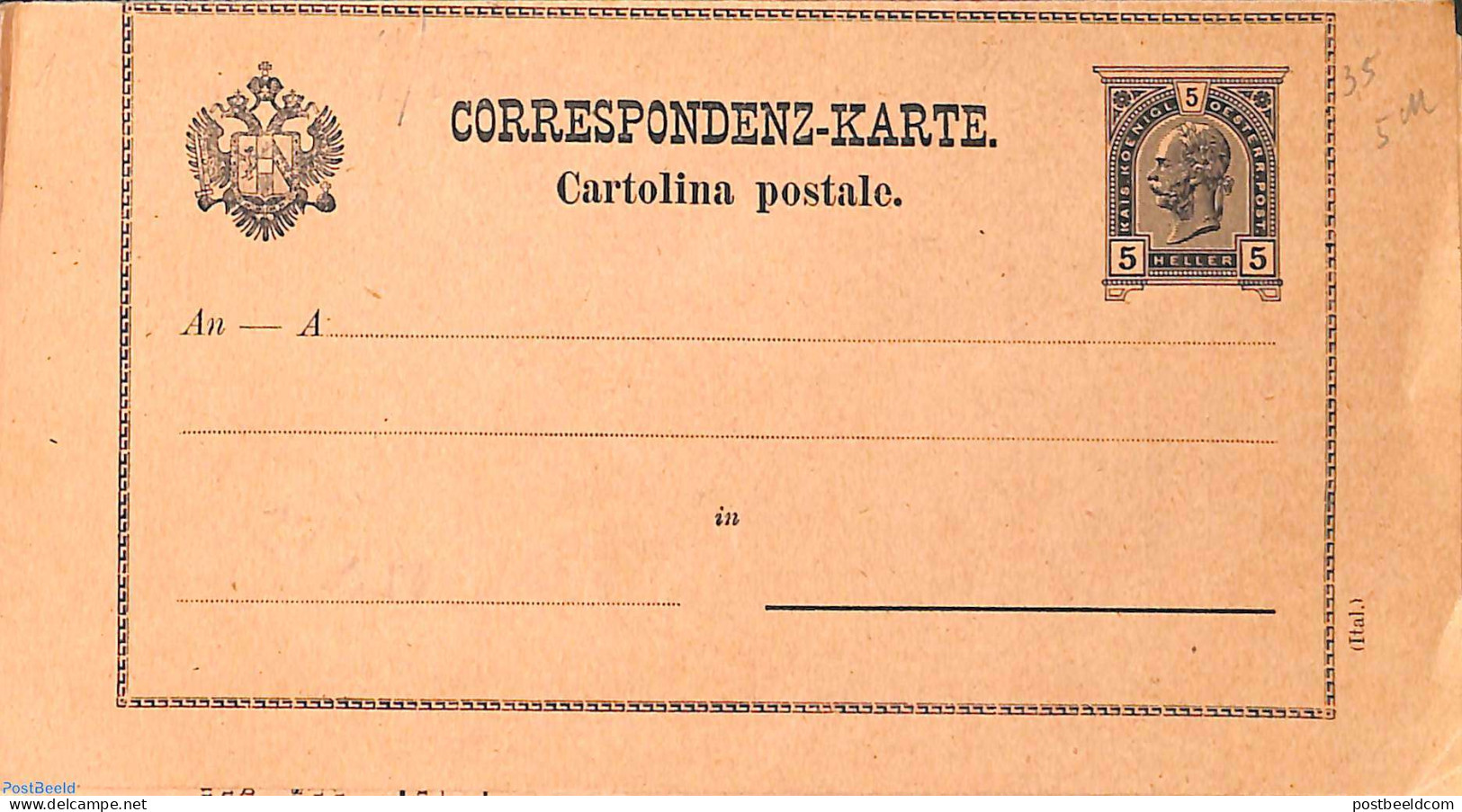 Austria 1907 Tax Formular (Ital.), Unused Postal Stationary - Brieven En Documenten