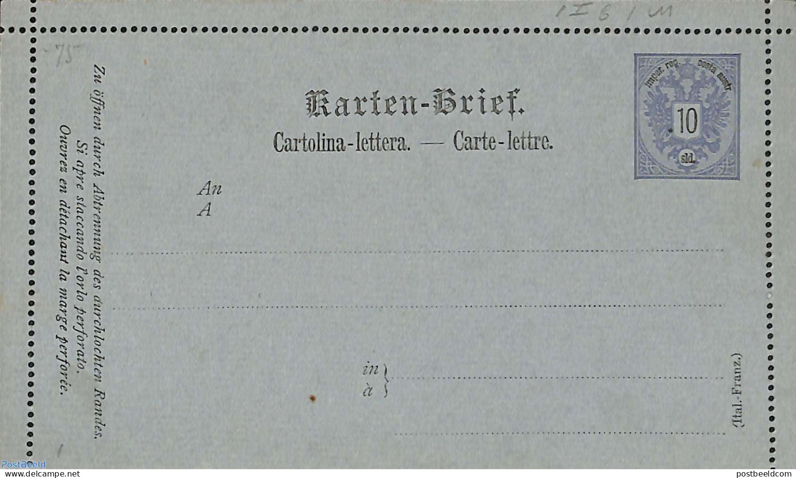Austria 1886 Levant, Letter Card 10sld, Unused Postal Stationary - Brieven En Documenten