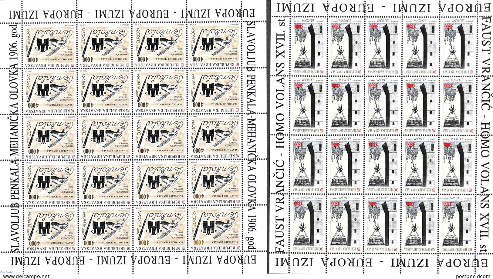 Croatia 1994 Europa 2 M/s (= 20 Sets), Mint NH, History - Europa (cept) - Croazia