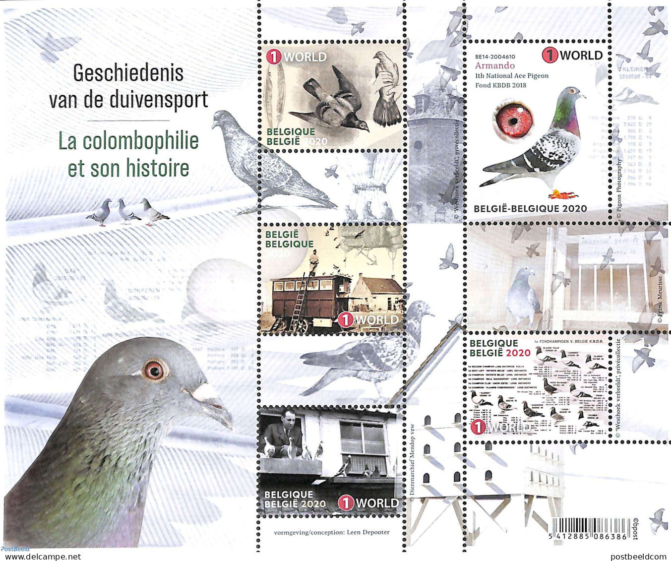 Belgium 2020 History Of Pigeon Sports S/s, Mint NH, Nature - Sport - Birds - Sport (other And Mixed) - Ongebruikt