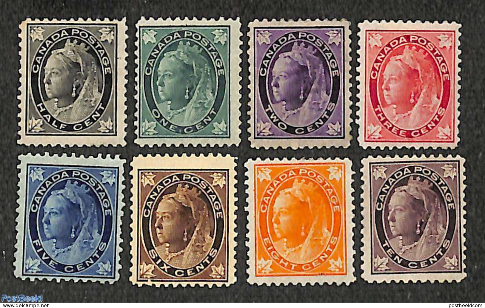 Canada 1897 Definitives, Queen Victoria 8v (Ahorn Leaves In All Corners), Unused (hinged) - Nuevos