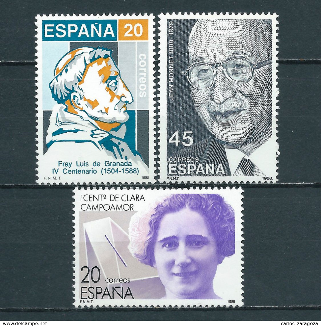 ESPAÑA 1988—PERSONAJES. EDI 2929/2931 ** YT 2547,2565,2600 - Michel 2812,2830,2866 - Neufs