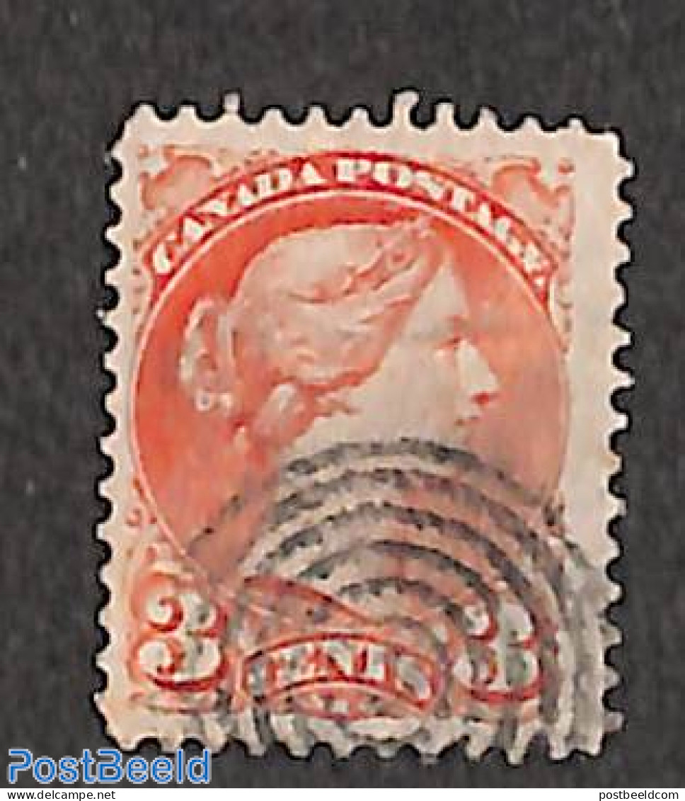 Canada 1870 3c, Carminerosa, Used, Used Stamps - Usati