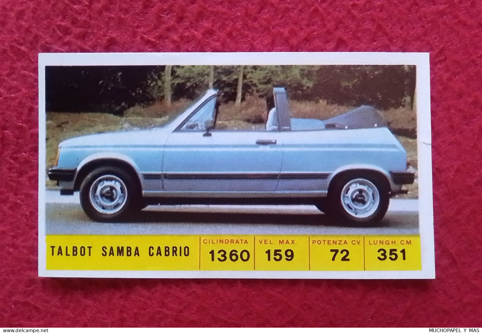 SPAIN ANTIGUO CROMO DE CROMOS DIDEC OLD COLLECTIBLE CARD CHROME CHROMO COCHE CAR VOITURE AUTO TALBOT SAMBA CABRIO... - Other & Unclassified