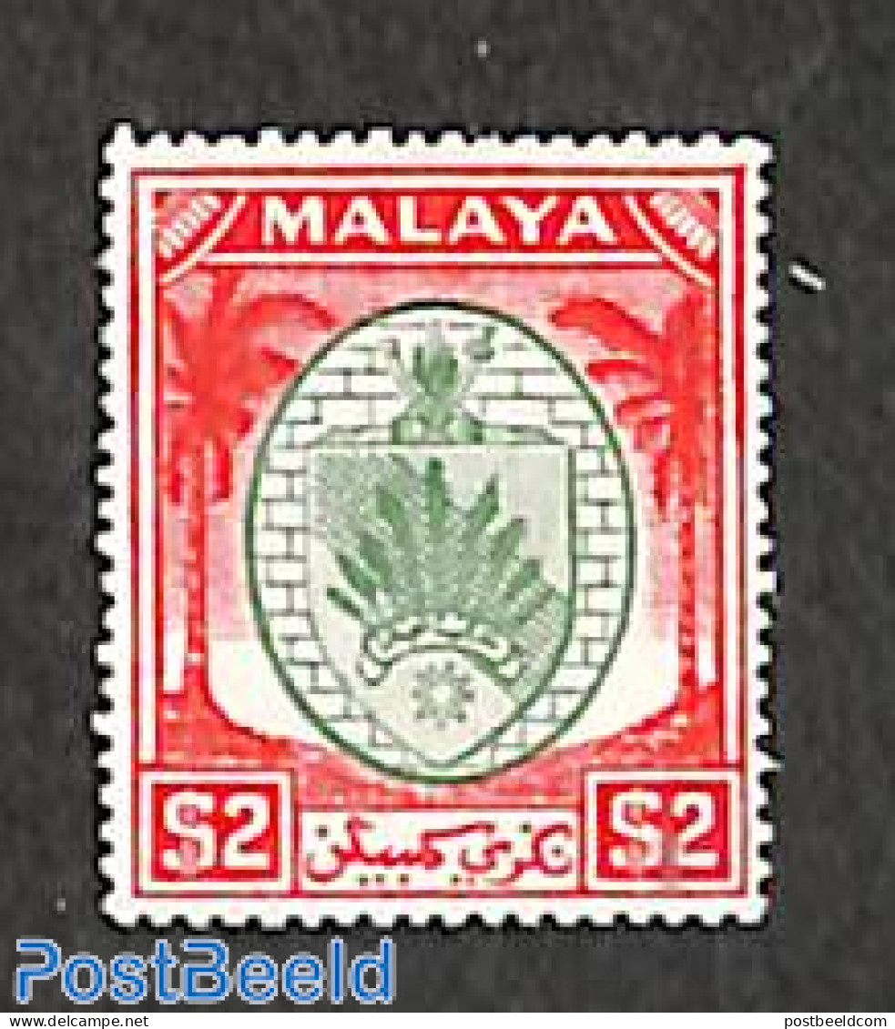Malaysia 1949 Negri Sembilan, $2, Stamp Out Of Set, Mint NH, History - Coat Of Arms - Andere & Zonder Classificatie