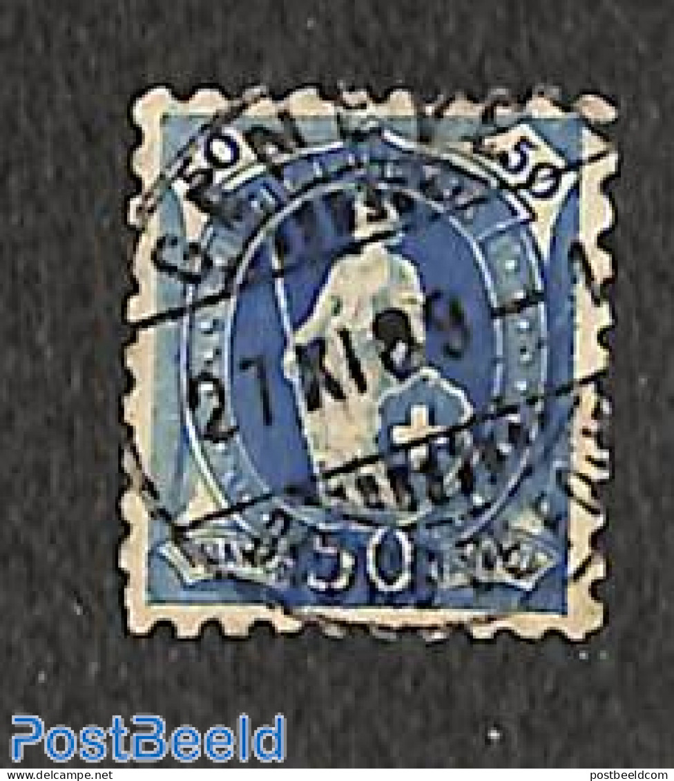 Switzerland 1882 50c Blue, Perf. 9.5:9.25, Used, Used Stamps - Usati