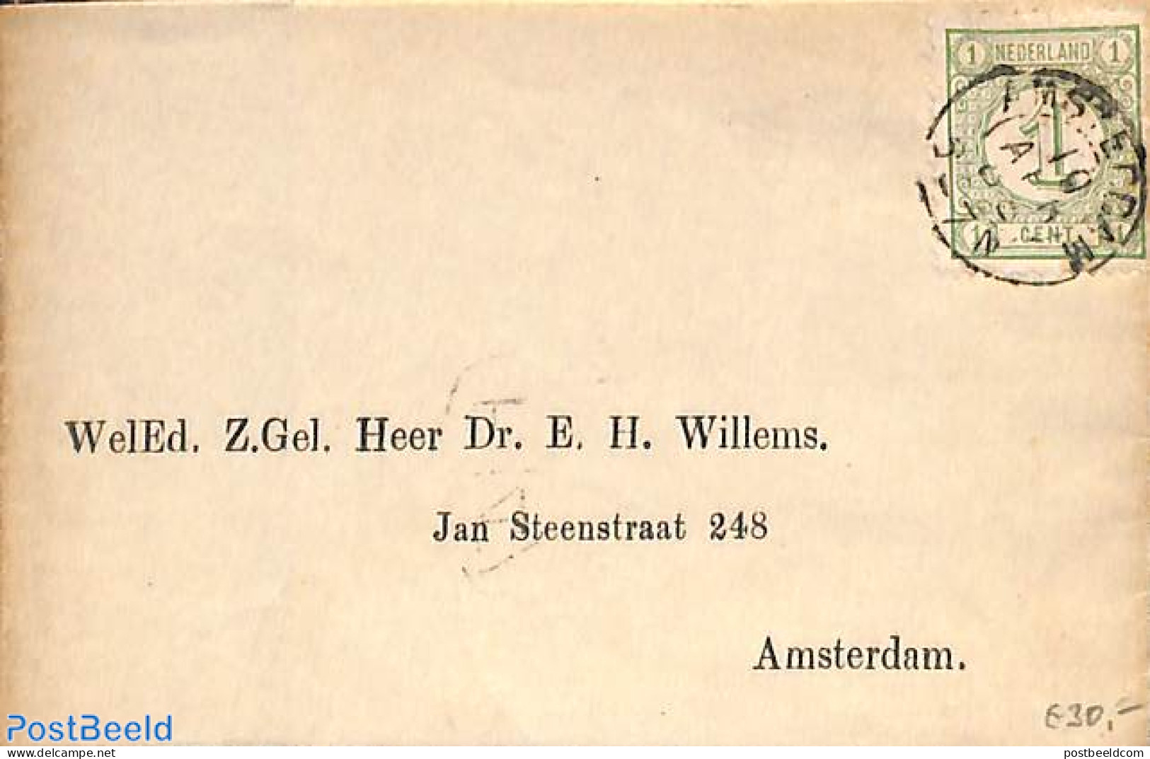 Netherlands 1888 Folding Cover From/to Amsterdam. Drukwerkzegel 1 Cent , Postal History - Cartas & Documentos
