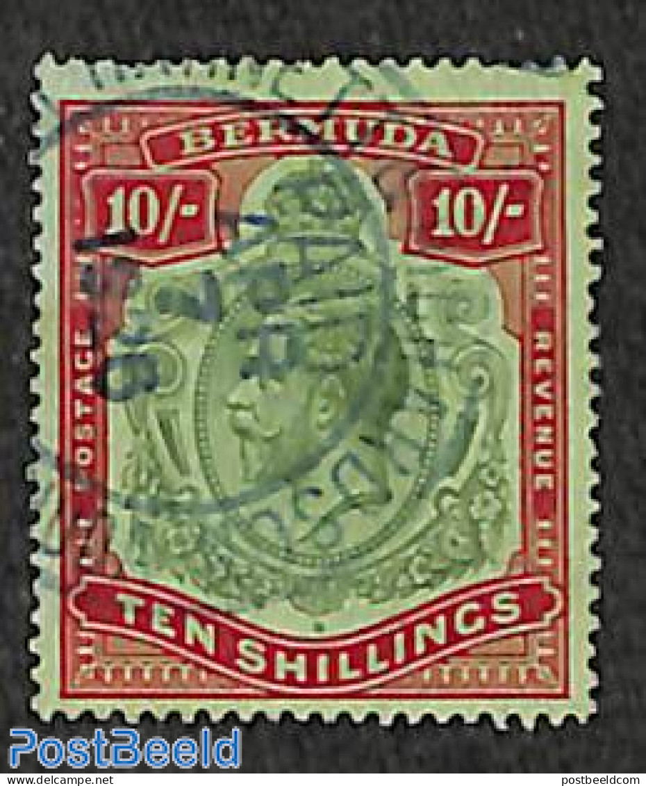 Bermuda 1922 10sh, Used, Stamp Out Of Set, Used Stamps - Bermuda