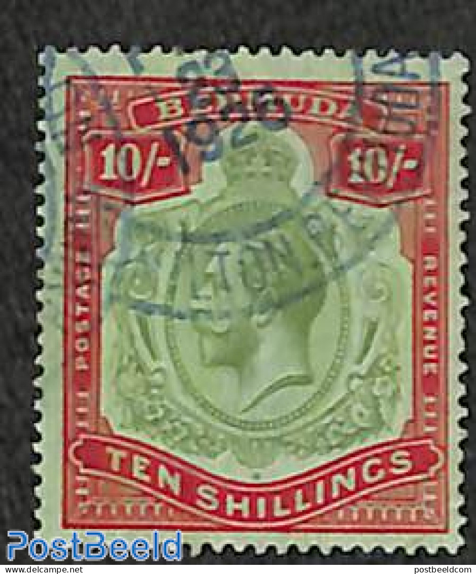 Bermuda 1922 10sh, Used, Stamp Out Of Set, Used Stamps - Bermudes