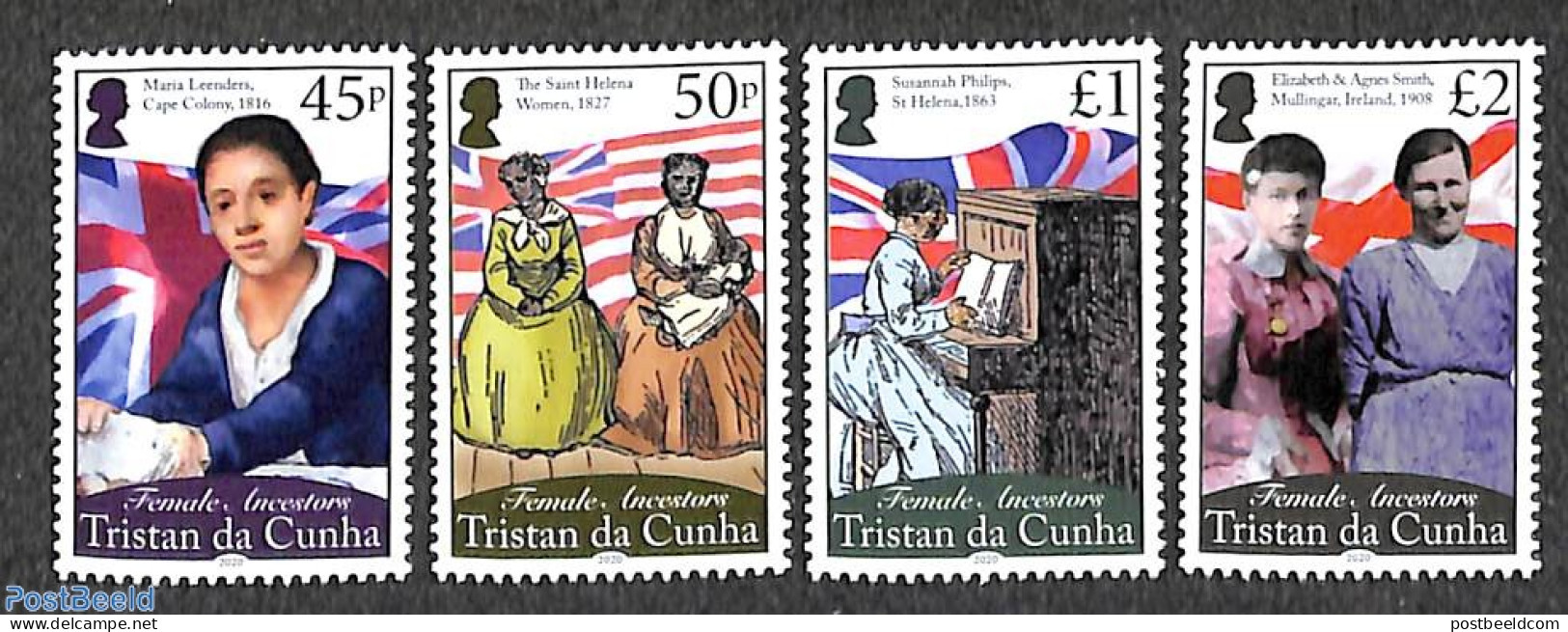 Tristan Da Cunha 2020 Female Ancesters 4v, Mint NH, History - Performance Art - Women - Music - Sin Clasificación