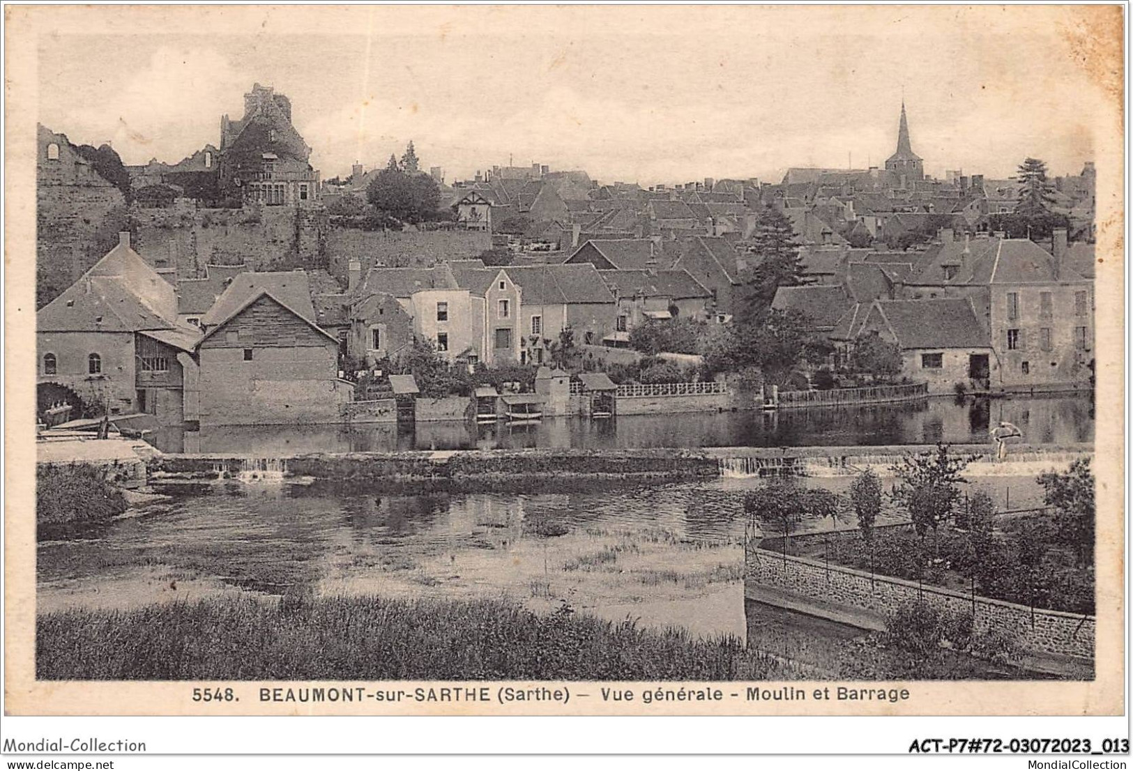 ACTP7-72-0604 - BEAUMONT-SUR-SARTHE - Vue Générale - Moulin Et Barrage - Beaumont Sur Sarthe