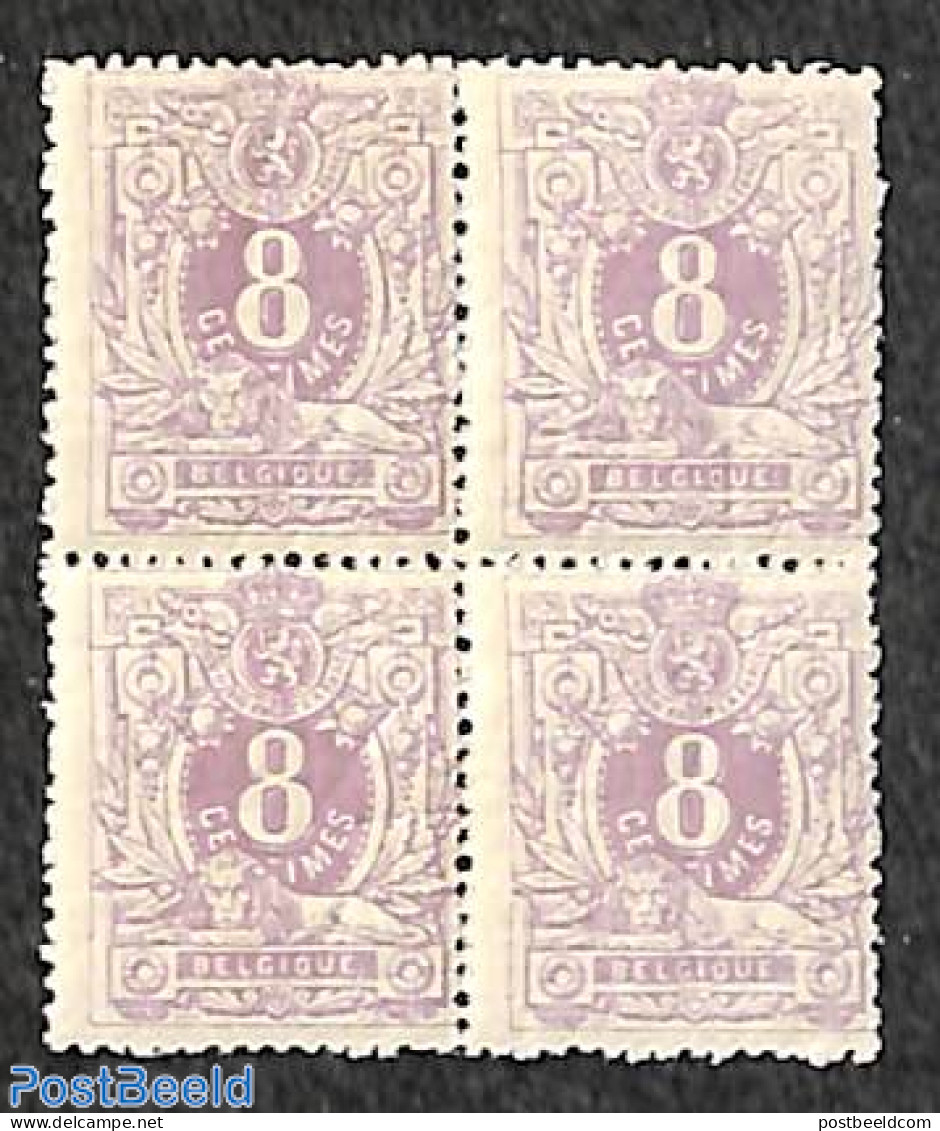 Belgium 1869 8c Violet, Block Of 4 [+], MNH, Mint NH - Unused Stamps