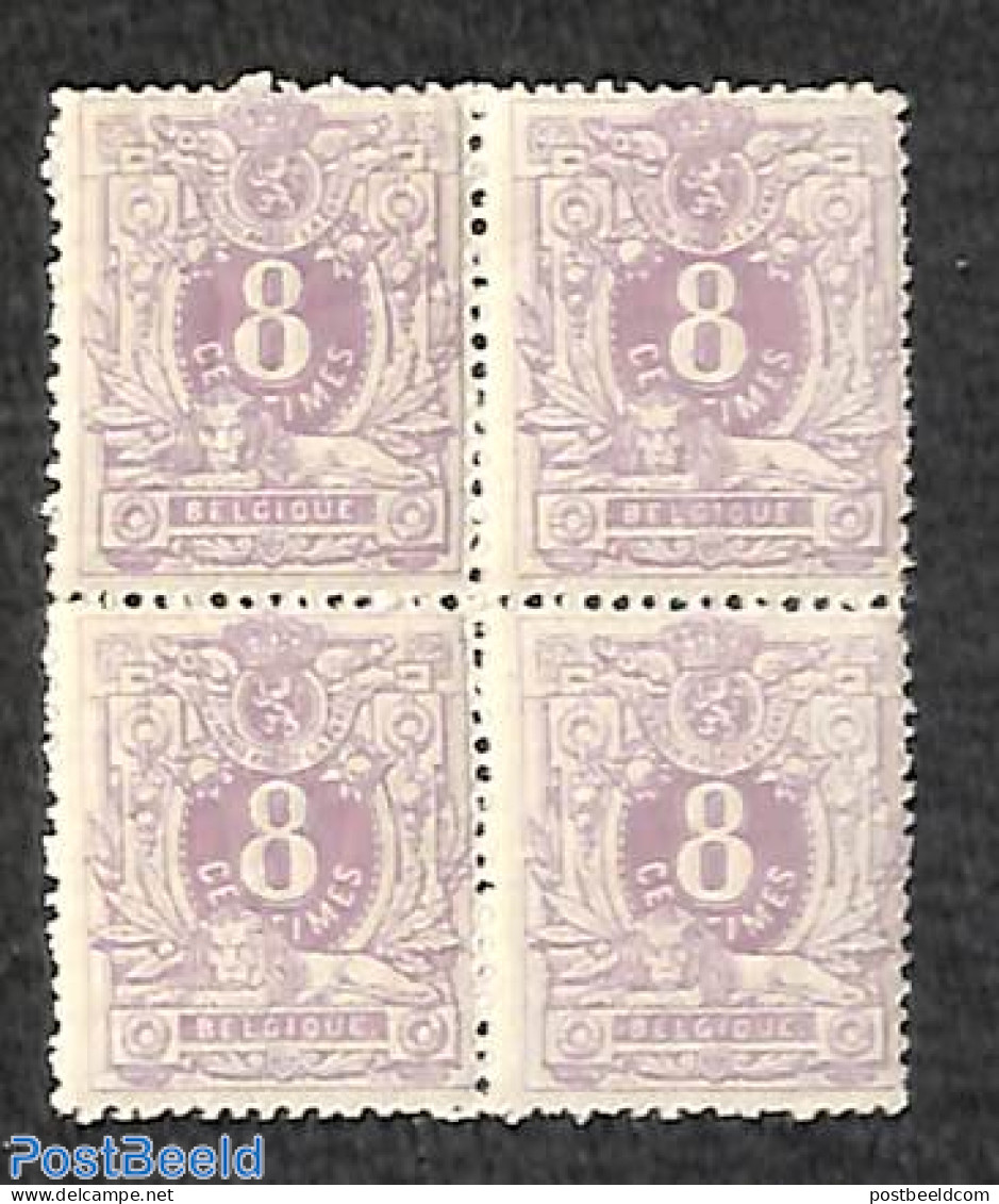 Belgium 1869 8c Violet, Block Of 4 [+], MNH, Mint NH - Ongebruikt