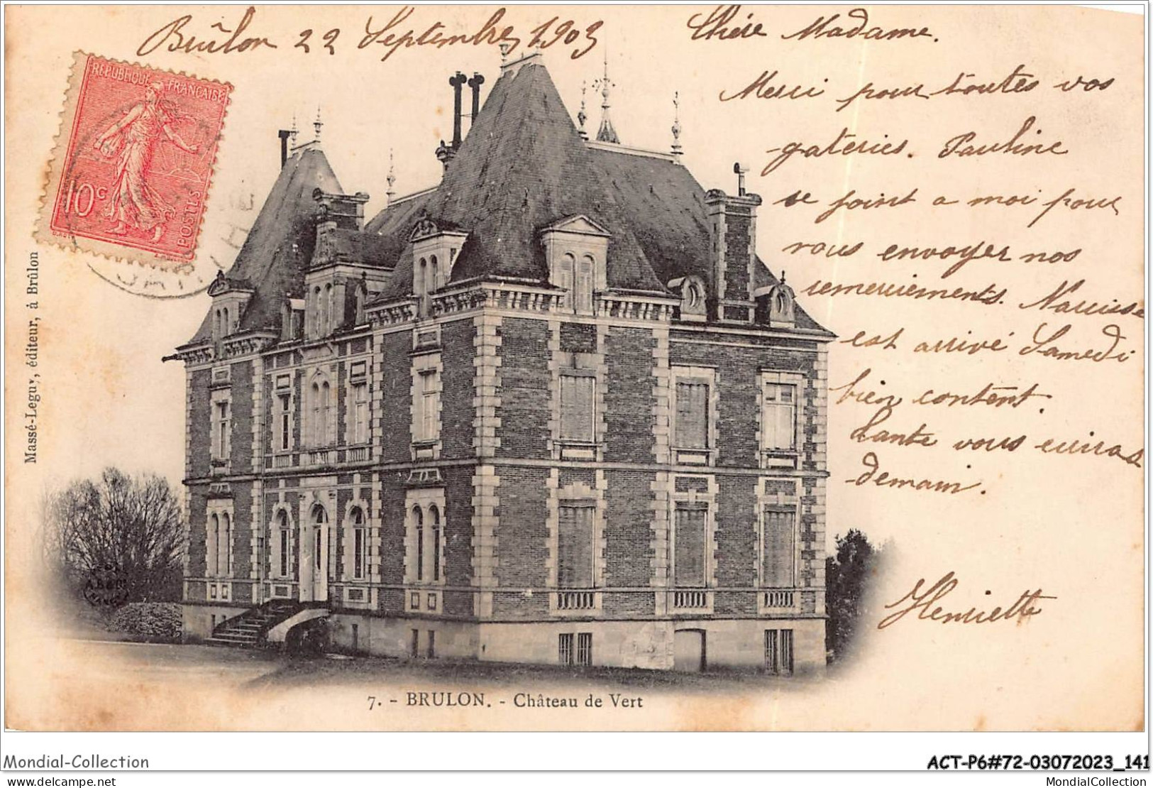 ACTP6-72-0566 - BRULON - Château De Vert - Brulon