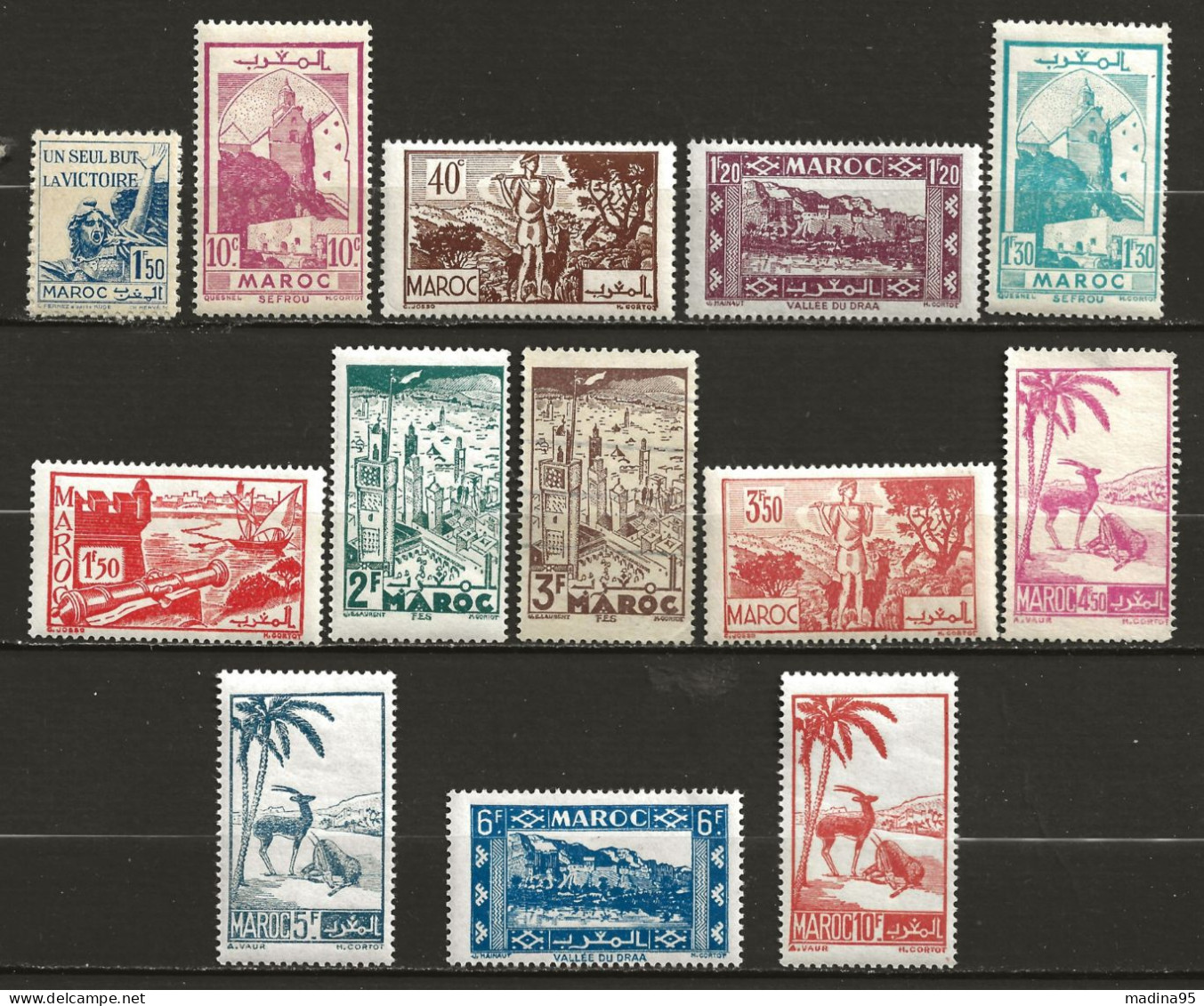 MAROC Colo:, **,*, N° YT 223, 224/5, 226 Ch, 228 Ch, 228A Ch, 229/231, 231A/B Ch, 232/4 Ch, Ens. De 13 Tp, TB - Unused Stamps