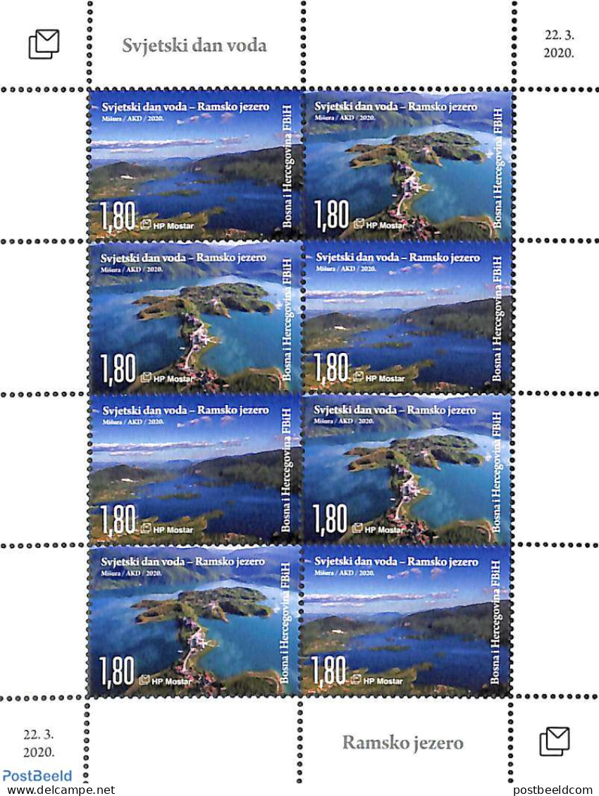 Bosnia Herzegovina - Croatic Adm. 2020 World Water Day M/s, Mint NH, Nature - Water, Dams & Falls - Bosnia And Herzegovina