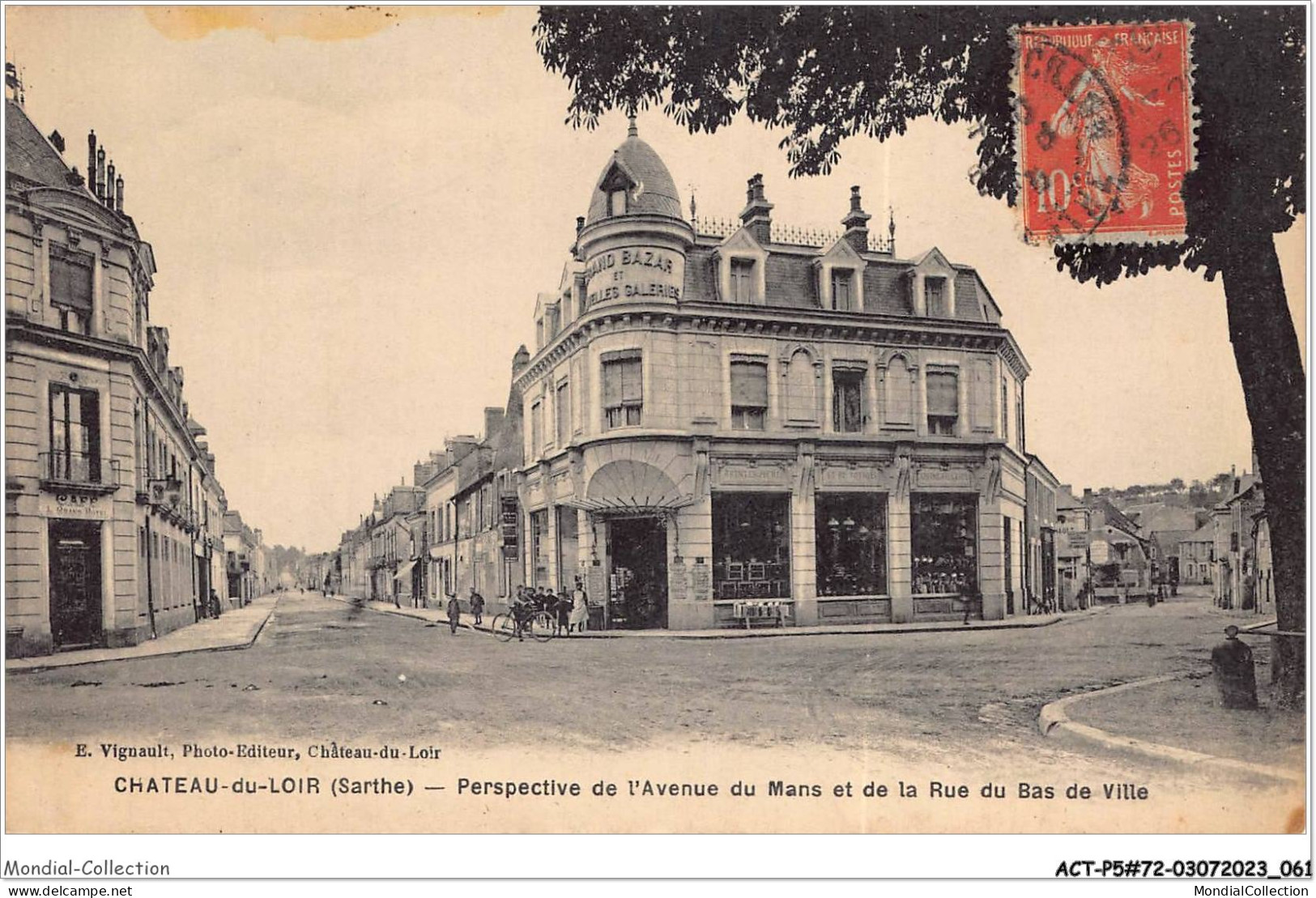 ACTP5-72-0417 - CHATEAU-DU-LOIR - Perspective De L'avenue Du Mans Et De La Rue Du Bas De Ville - Chateau Du Loir