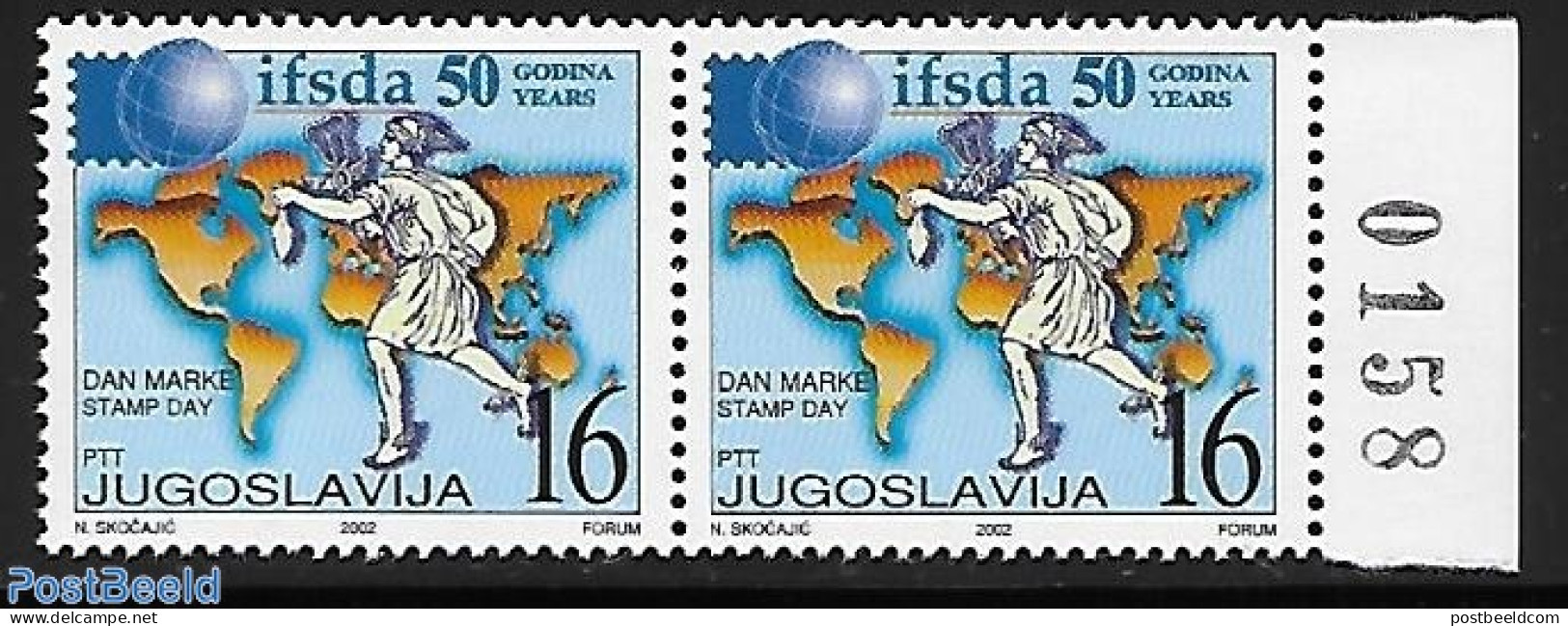 Yugoslavia 2002 With Engraver Sign., Mint NH, Stamp Day - Ungebraucht