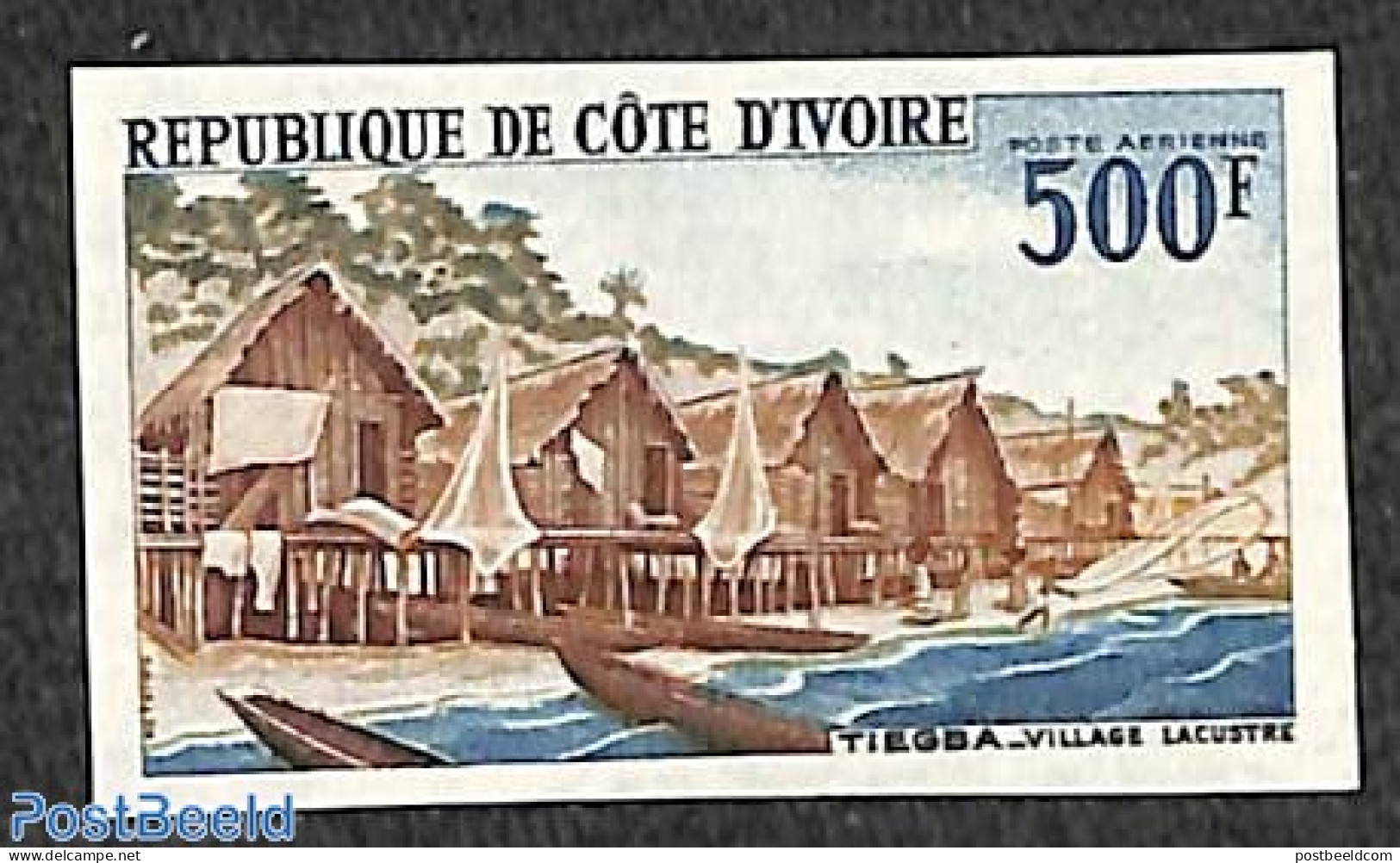 Congo Republic 1968 Tiegba Village 1v, Imperforated, Mint NH, Transport - Ships And Boats - Schiffe