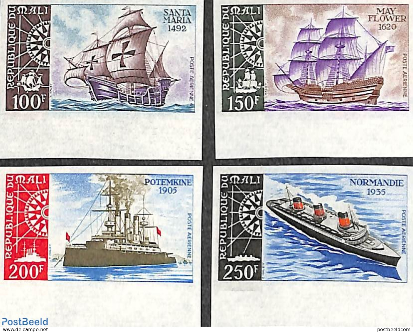 Mali 1971 Historical Ships 4v, Imperforated, Mint NH, Transport - Ships And Boats - Ships