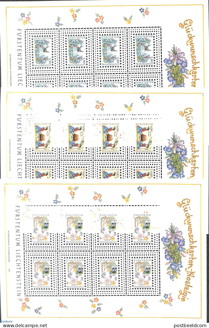 Liechtenstein 2007 Wishing Stamps 3 M/s (lace Shaped), Mint NH - Unused Stamps
