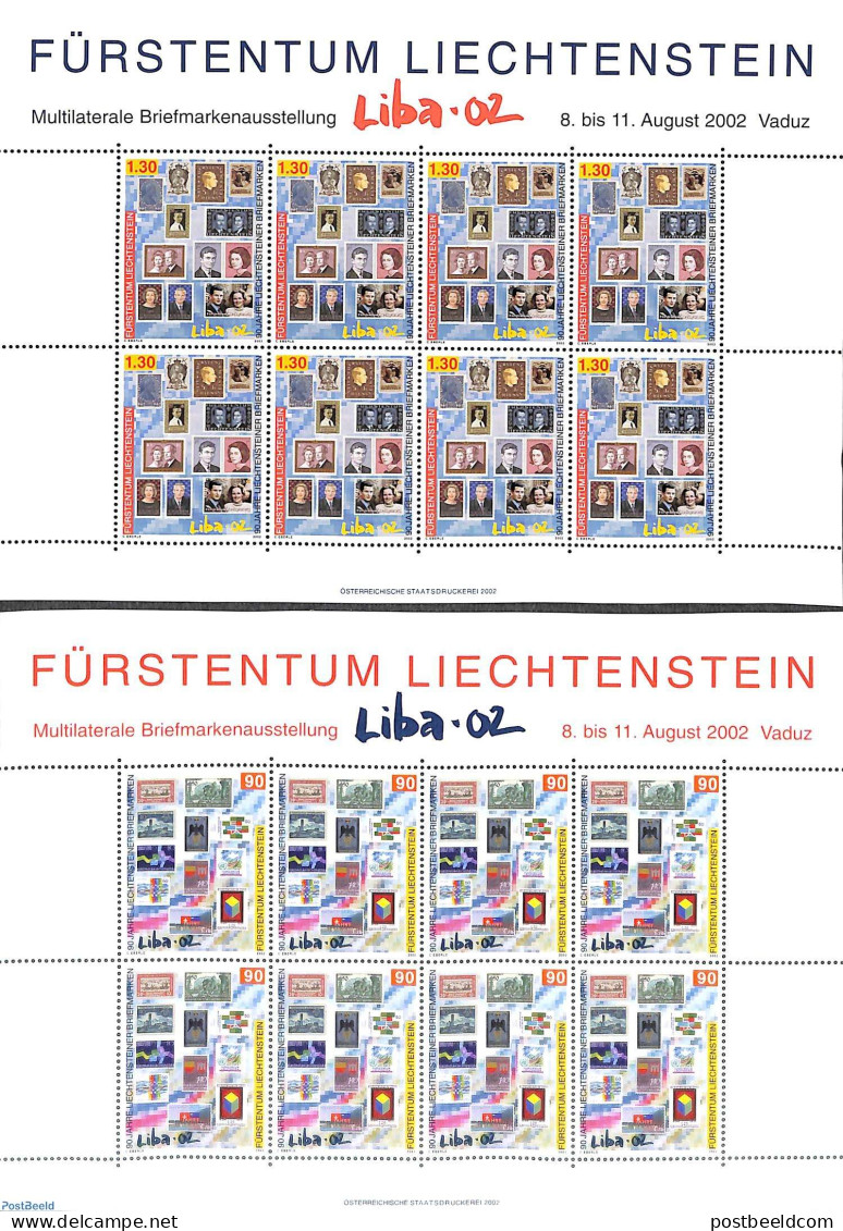 Liechtenstein 2002 90 Years Stamps 2 M/s, Mint NH, Stamps On Stamps - Ongebruikt