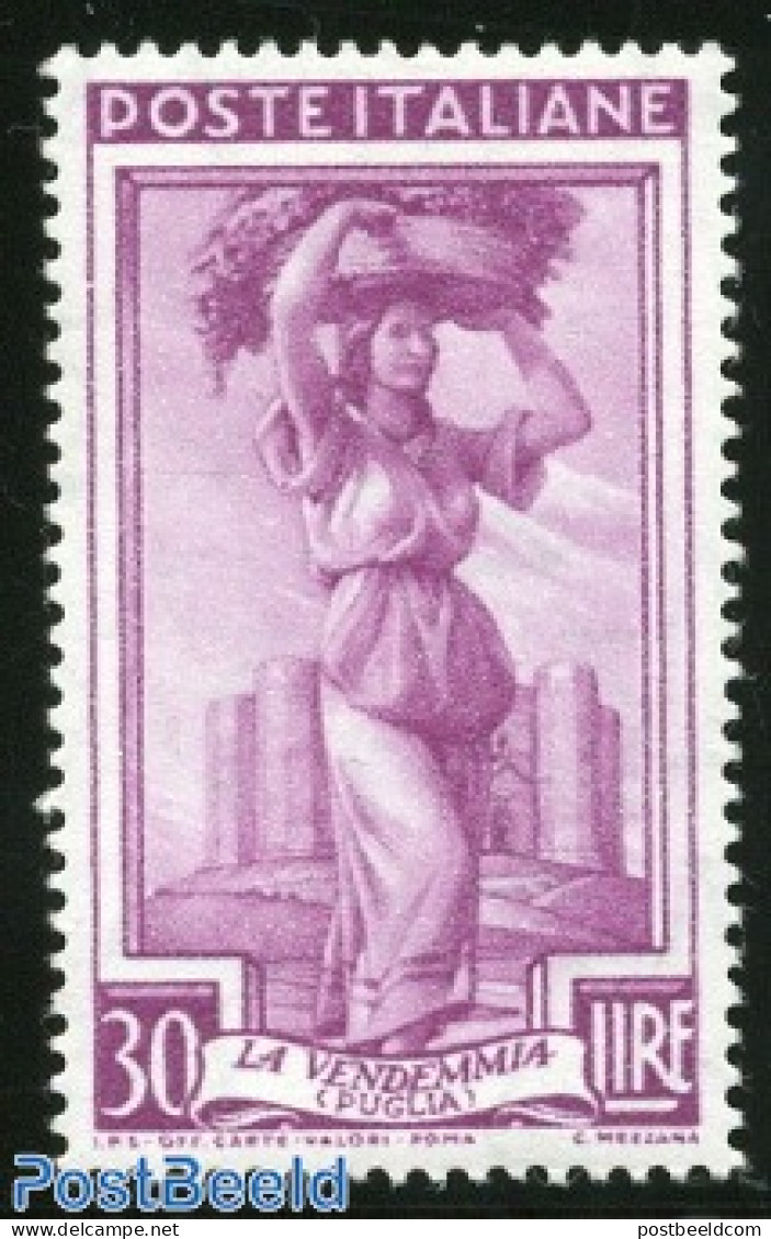 Italy 1955 30L, Stamp Out Of Set, Mint NH - Autres & Non Classés