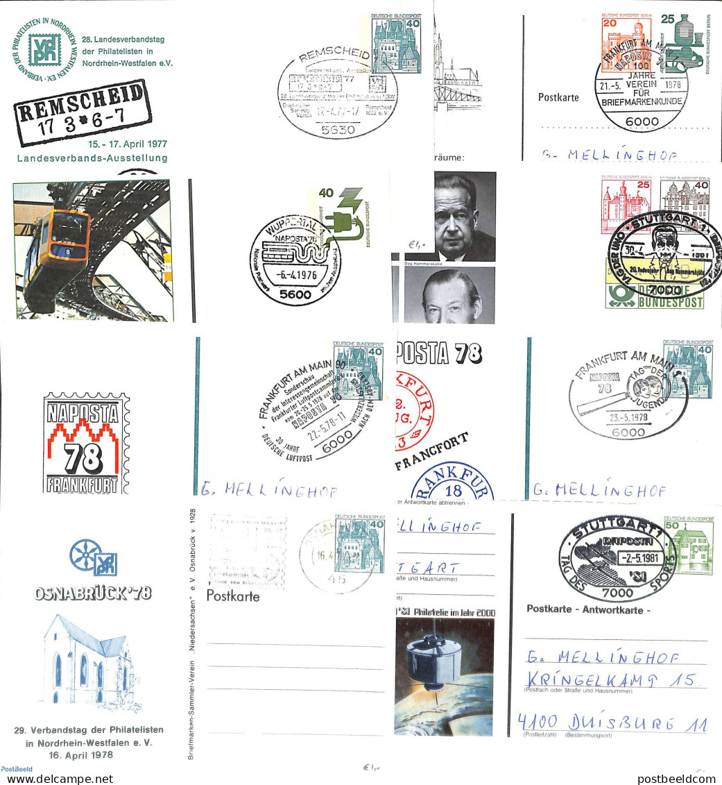 Germany, Federal Republic 1978 Lot Of 8 Illustrated Postal Stationary, Used Postal Stationary, Transport - Railways - Cartas & Documentos