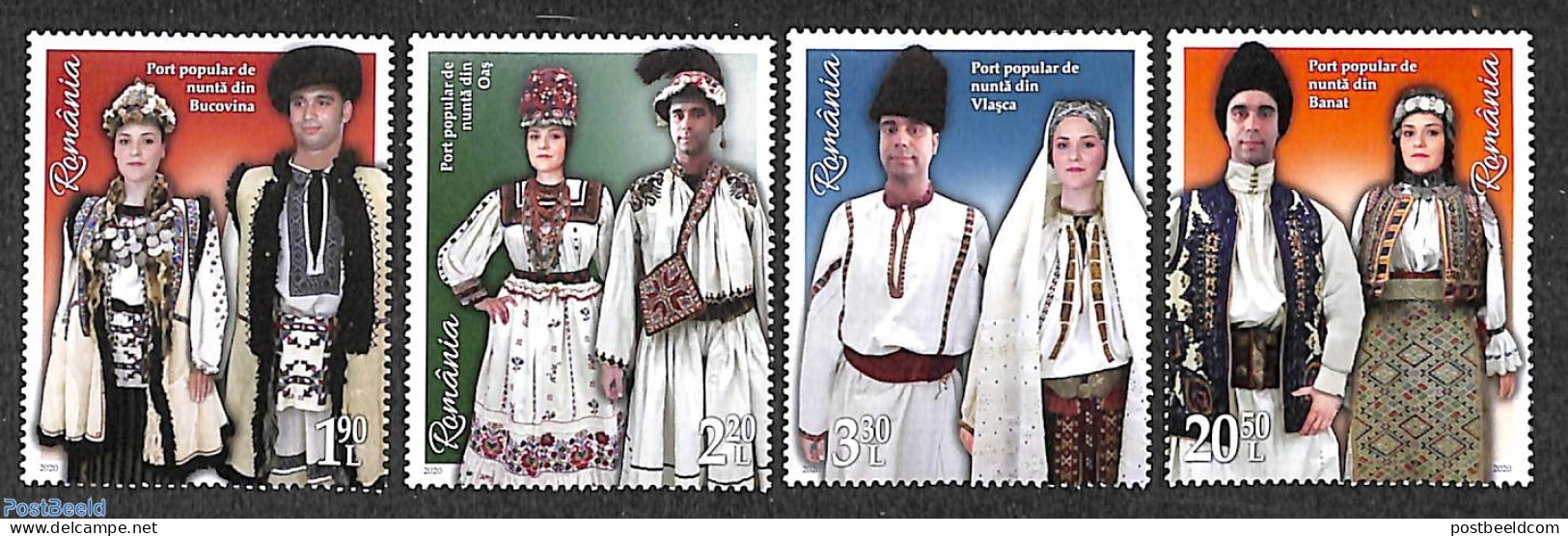 Romania 2020 Tradional Wedding Costumes 4v, Mint NH, Various - Costumes - Unused Stamps