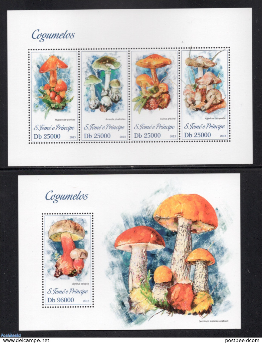 Sao Tome/Principe 2013 Mushrooms 2 S/s, Mint NH, Nature - Mushrooms - Hongos