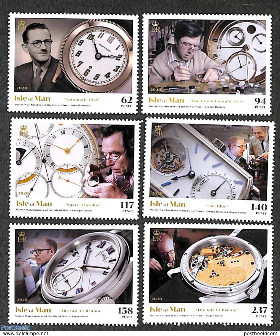 Isle Of Man 2020 Master Watchmakers 6v, Mint NH, Art - Clocks - Horloges