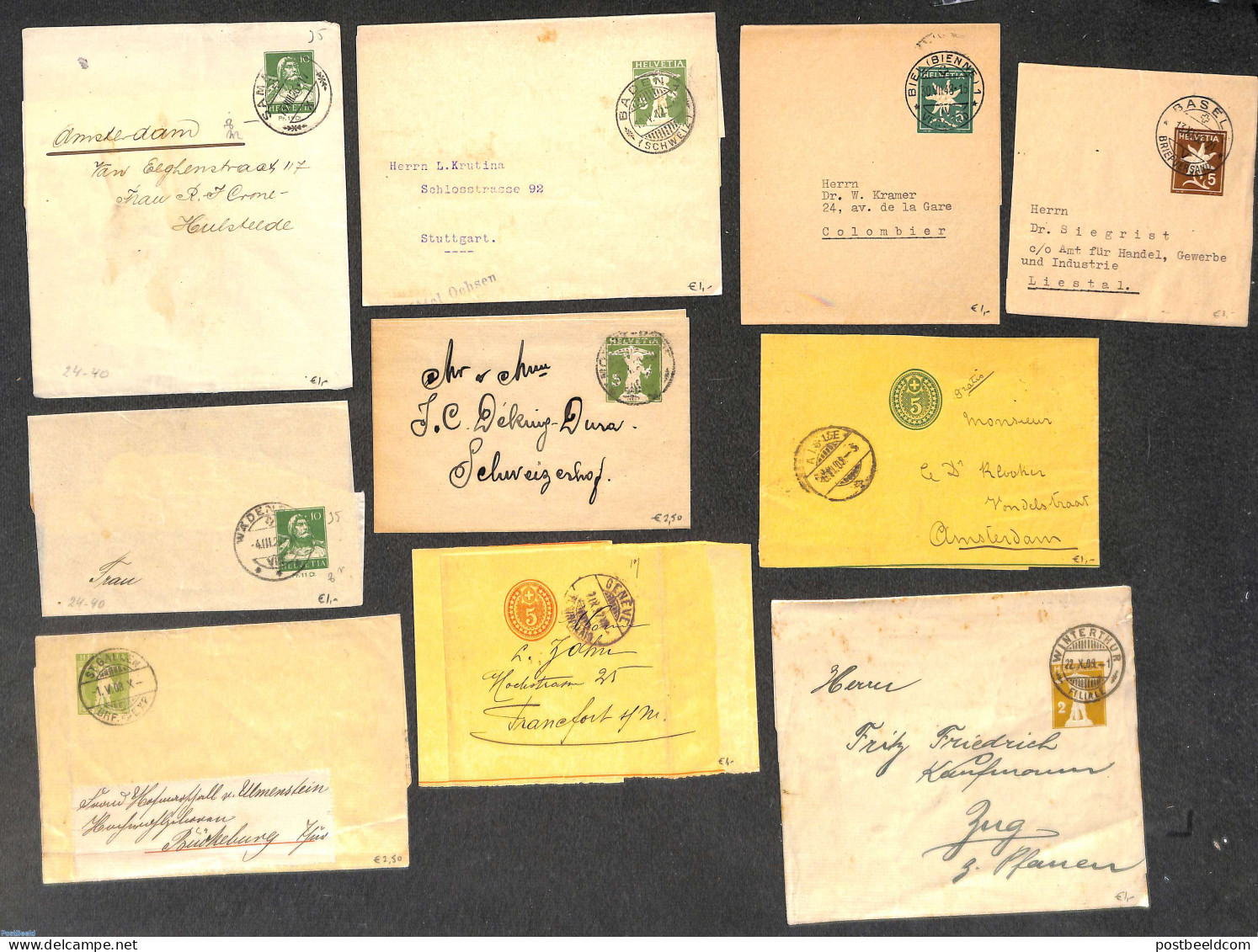 Switzerland 1925 Lot Of 10 Swiss Wrappers, Used Postal Stationary - Briefe U. Dokumente
