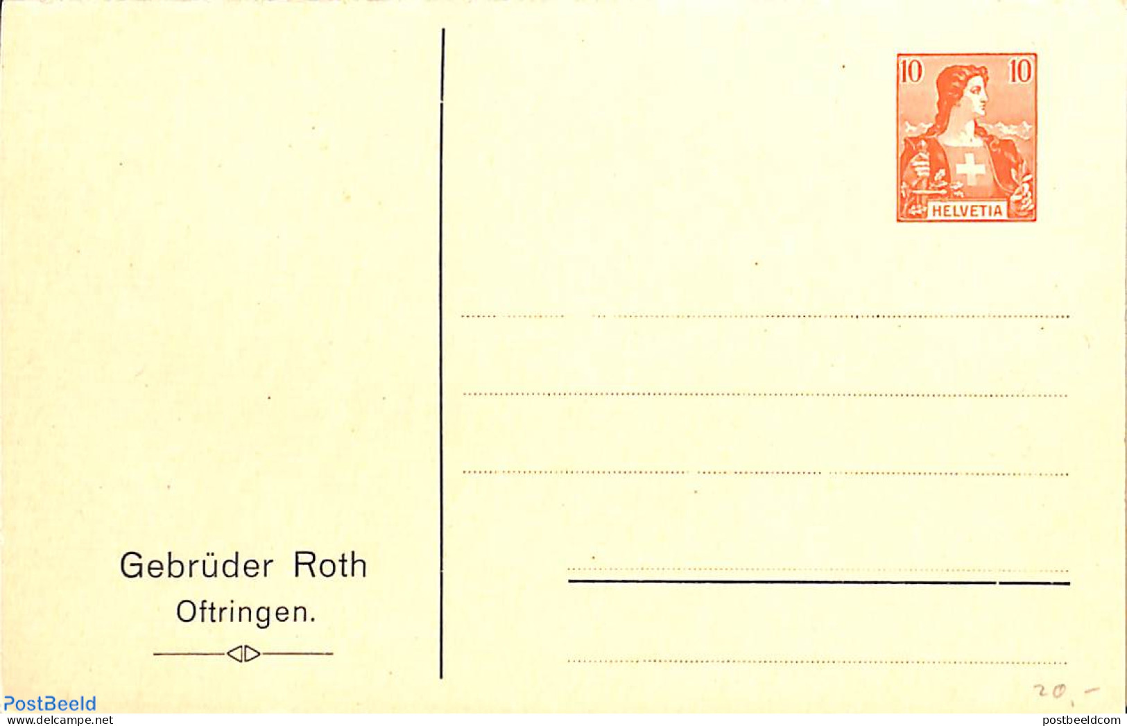 Switzerland 1907 Private Reply Paid Postcard 10/15c, Gebr. Roth Oftringen, Unused Postal Stationary - Lettres & Documents