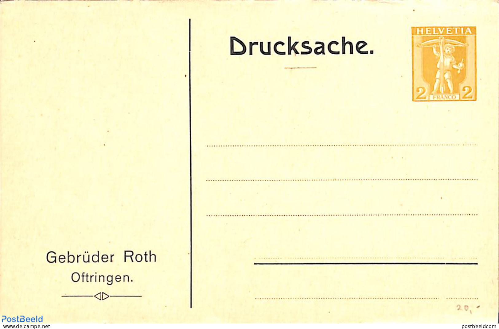 Switzerland 1907 Private Reply Paid Postcard  2/12c, Gebr. Roth Oftringen, Unused Postal Stationary - Cartas & Documentos