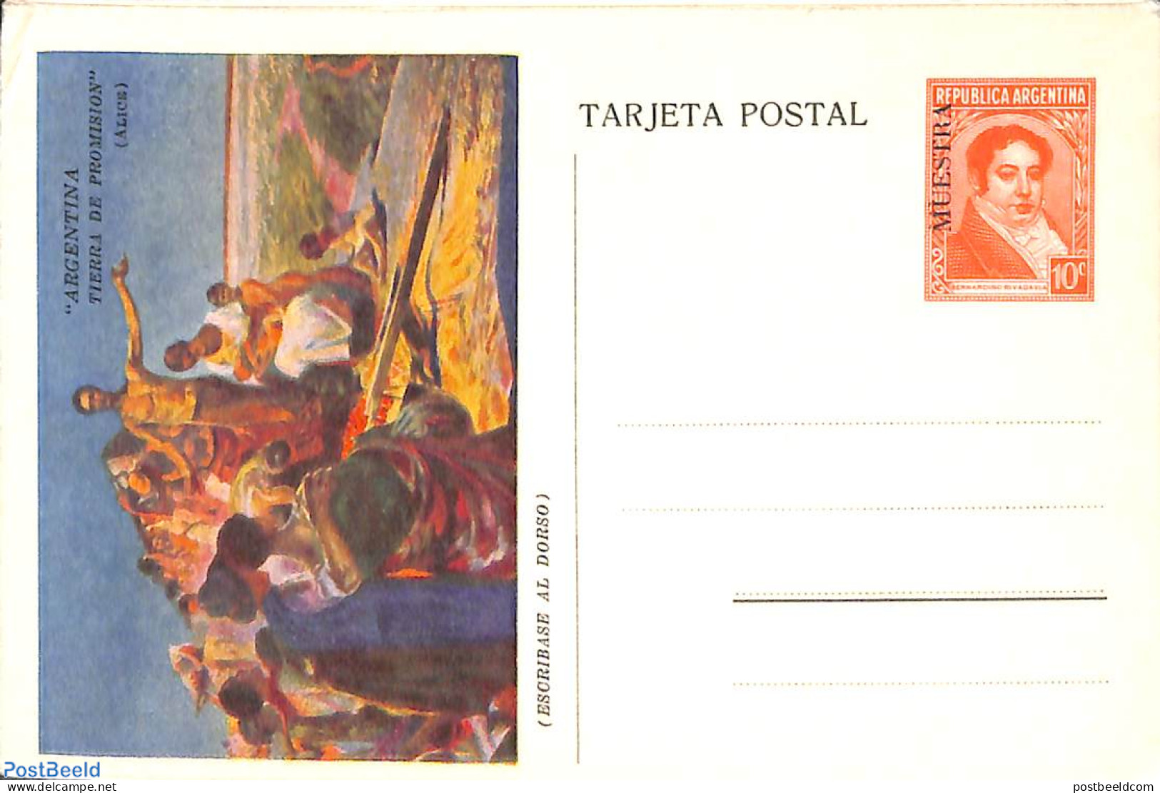 Argentina 1936 Illustrated Postcard 10c MUESTRA, Unused Postal Stationary - Brieven En Documenten