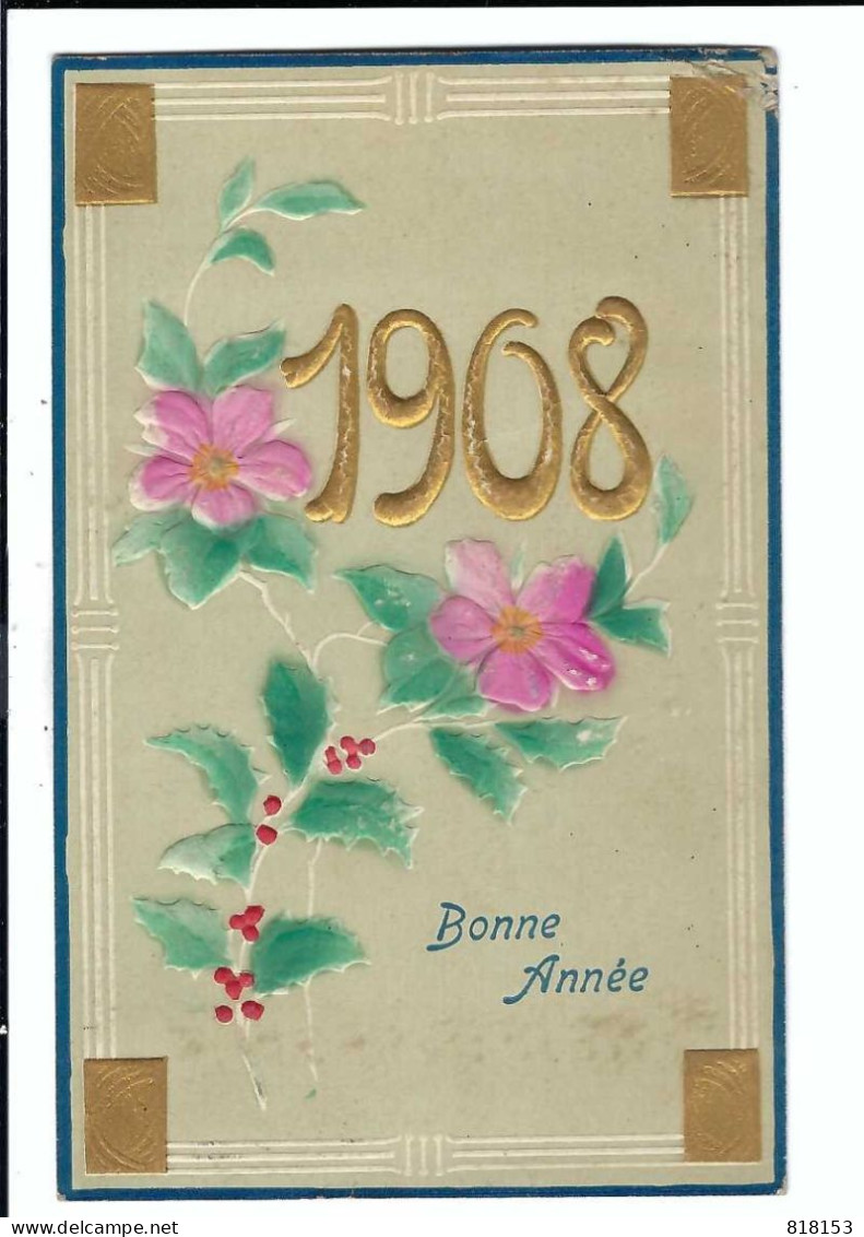 1908   Bonne Année   E.S. D. Serie 536    Reliëf Kaart - Año Nuevo