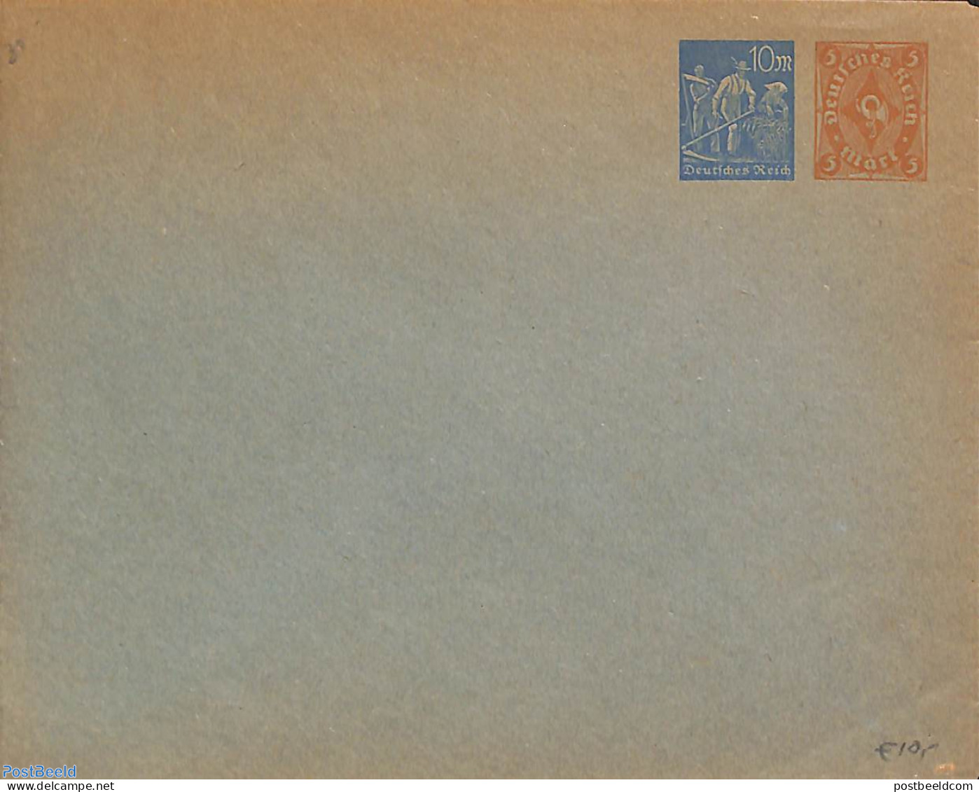 Germany, Empire 1923 Envelope 10m+5m, Unused Postal Stationary - Covers & Documents