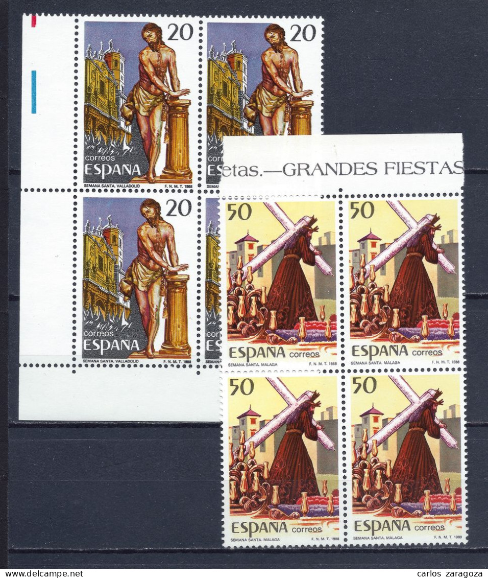 ESPAÑA 1988—Serie Completa.SEMANA SANTA 2933/2934 ** BLOQUES. YT 2549/2550, Mi 2814/2815 - Ungebraucht