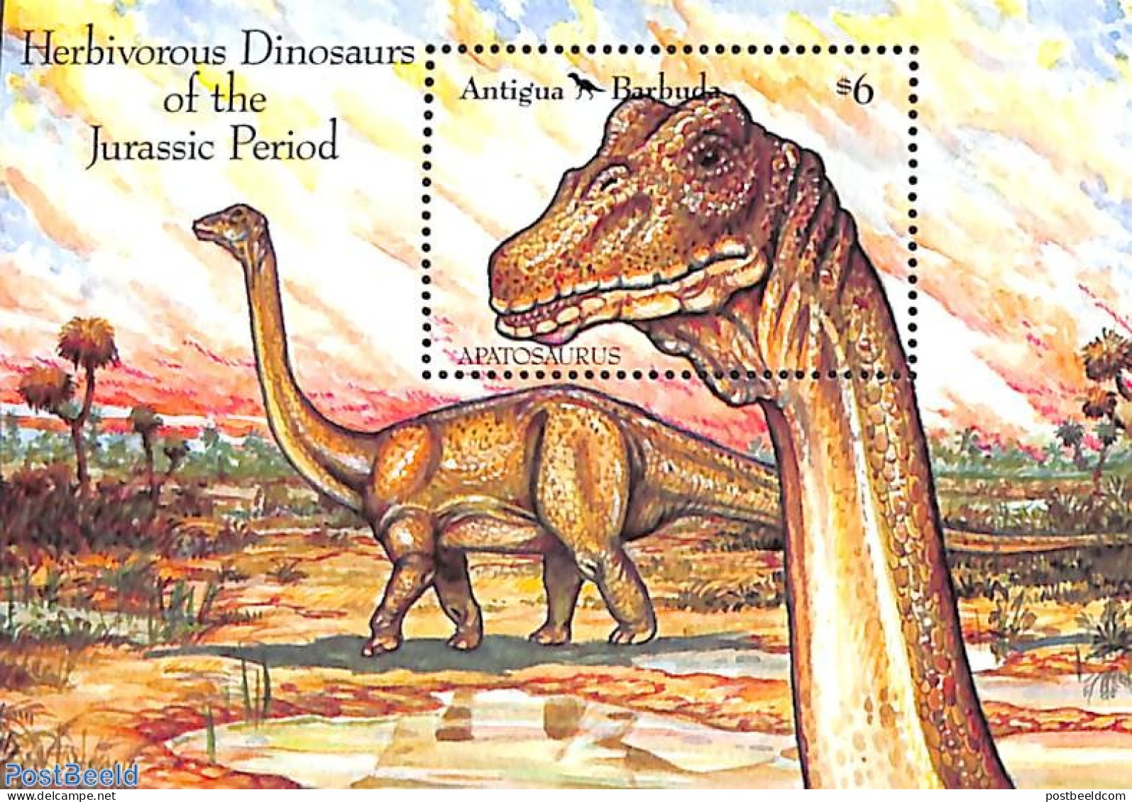Antigua & Barbuda 1992 Apatosaurus S/s, Mint NH, Nature - Prehistoric Animals - Preistorici