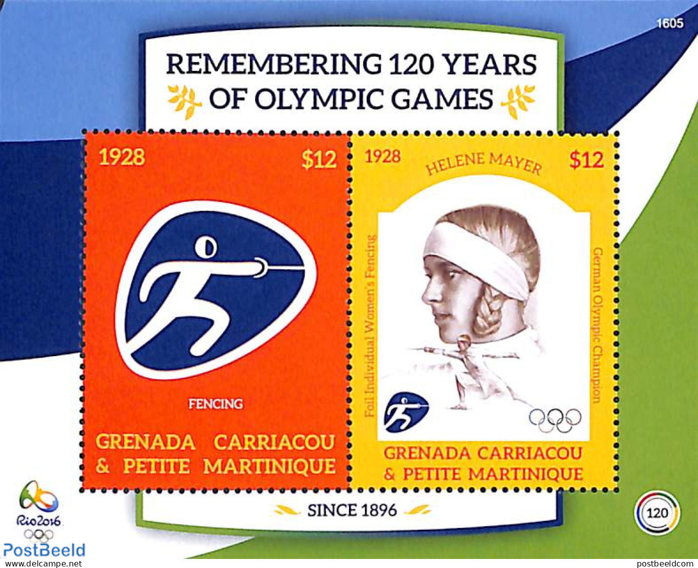 Grenada Grenadines 2016 120 Years Of Olympic Games 2v M/s, Mint NH, Sport - Olympic Games - Grenada (1974-...)