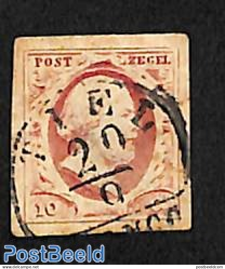 Netherlands 1852 10,plate I, TIEL-A, Used Or CTO - Used Stamps