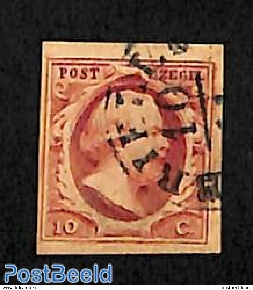 Netherlands 1852 10, Plate III, BRIELLE-A, Used Or CTO - Usados