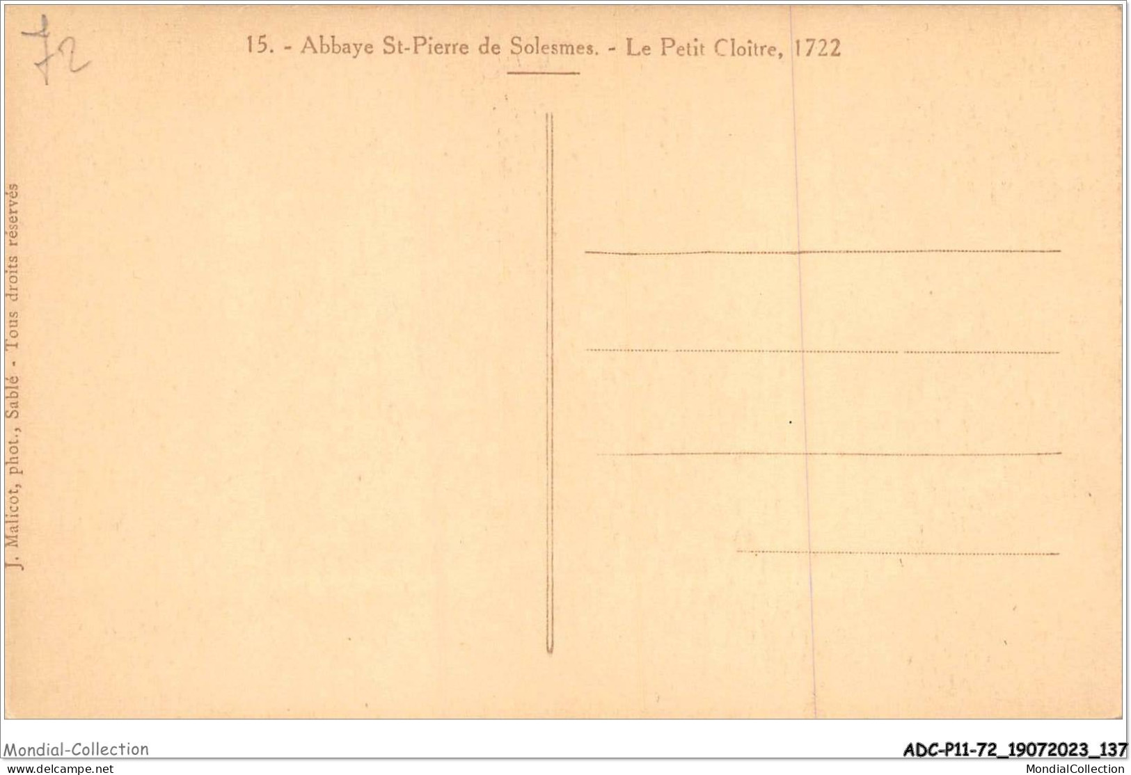 ADCP11-72-1071 - Abbaye St-Pierre De SOLESMES - Le Petit Cloître - 1722 - Solesmes